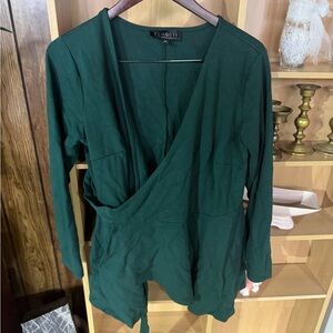Eloquii Deep Green Long Sleeve Wrap Top Size 14